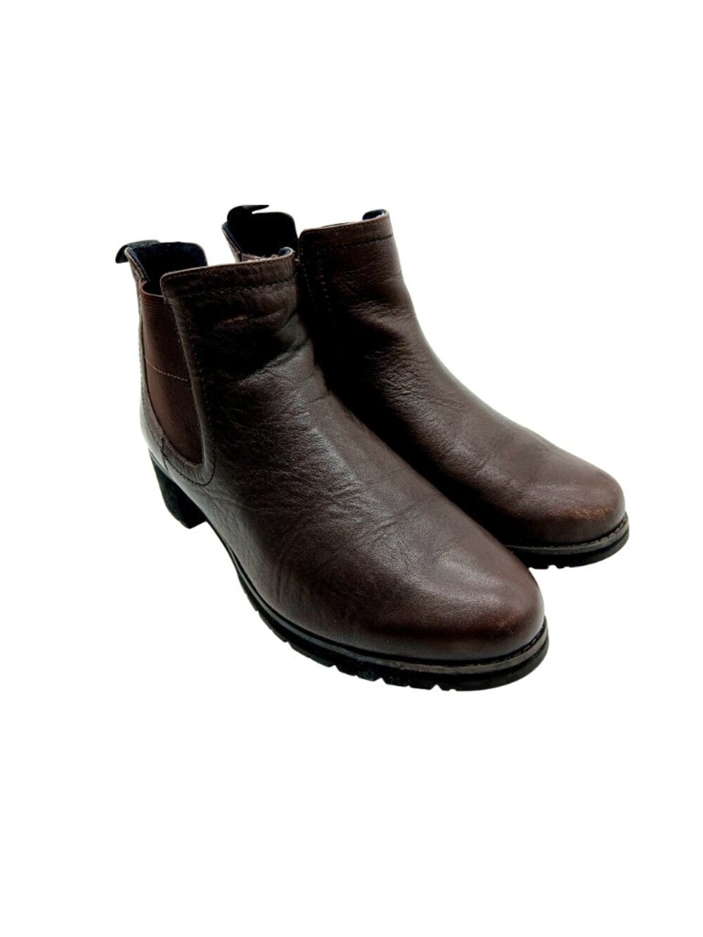 Munro Womens Brown Leather Darcy Ankle Boots Size 10 W Wide Side Elastic Heeled - Picture 2 of 14